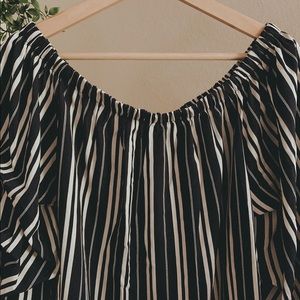 dressup boutique bubble-sleeve striped top